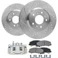 thumbnail image 1 of Detroit Axle - Front Drilled Brake Rotors Brake Pads + Right Brake Caliper Replacement for Chevy Impala Monte Carlo Buick Lucerne - 5pc Set Fits select: 2006-2008,2010-2013 CHEVROLET IMPALA LT, 1 of 5