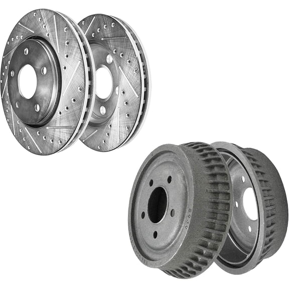 Detroit Axle - Front Drilled Brake Rotors Rear Drums Replacement for Buick Century Chevy Venture Olds Silhouette