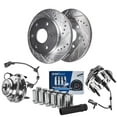 thumbnail image 1 of Detroit Axle - Front Drilled Rotors Wheel Hubs Lug Nuts Replacement for Chevy Trailblazer Buick Rainier - 17pc Set Fits select: 2004-2006 CHEVROLET TRAILBLAZER EXT LS/EXT LT, 2002-2005 GMC ENVOY XL, 1 of 5