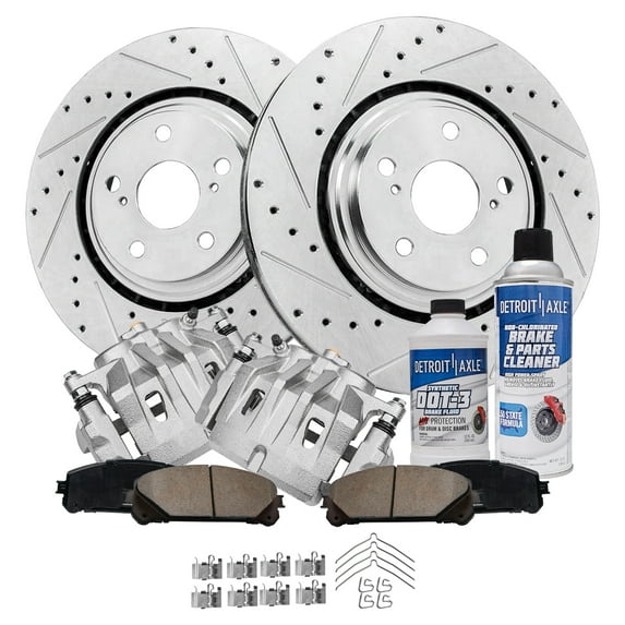 Detroit Axle - Front Drilled Slotted Brakes and Rotors Brake Pads Brake Calipers Replacement for Lexus NX300H Fits select: 2015 LEXUS RX 350 BASE/350 F-SPORT, 2010-2012 LEXUS RX 350
