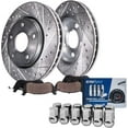 thumbnail image 1 of Detroit Axle - Front Drilled & Slotted Rotors + Brake Pads w/ 12pc Wheel Lug Nuts Replacement for Dodge Durango Jeep Grand Cherokee - 16pc Set, 1 of 7