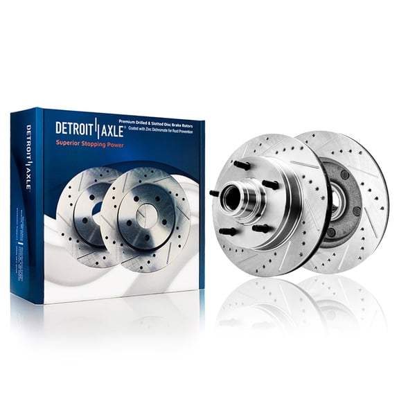 Detroit Axle - Front Drilled Brake Rotors for 2-Wheel ABS 94-01 Ford E-150 Econoline 94-96 F-150 RWD Models: 11.73 inch Rotor