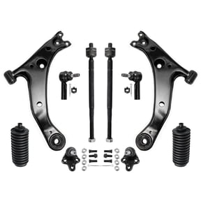 Detroit Axle - Front End 10pc Control Arms Kit for Toyota Corolla Geo Prizm Chevy Prizm, 2 Lower Control Arms 2 Lower Ball Joints 4 Tie Rods 2 Boots Replacement