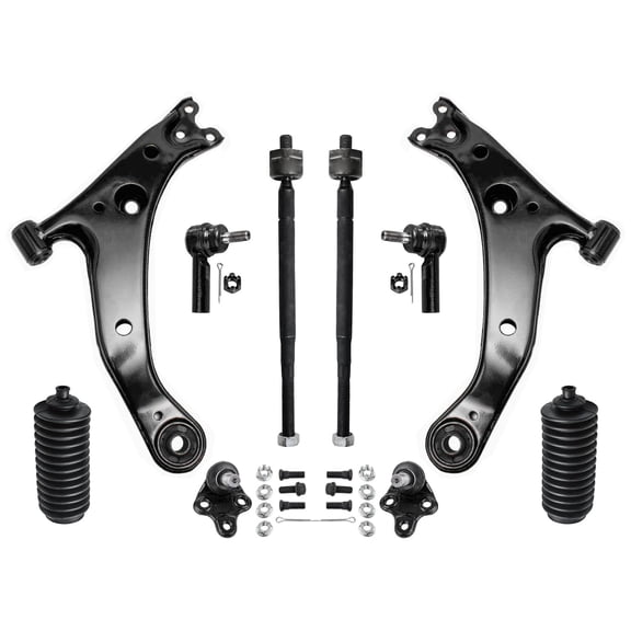Detroit Axle - Front End 10pc Control Arms Kit for Toyota Corolla Geo Prizm Chevy Prizm, 2 Lower Control Arms 2 Lower Ball Joints 4 Tie Rods 2 Boots Replacement