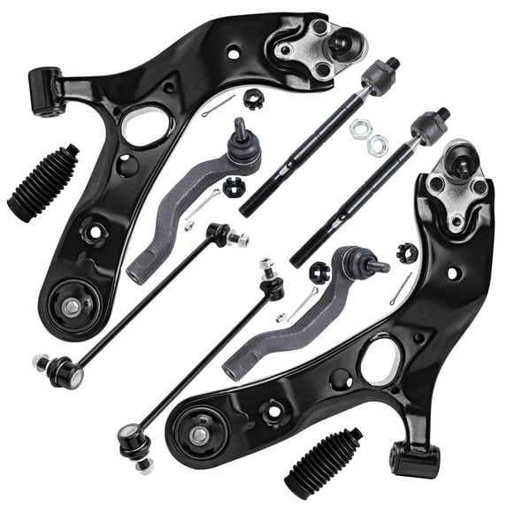Detroit Axle - Front End 10pc Suspension Kit for 06-18 Toyota RAV4 2007 2008 2009 2010 2011 2012 2013 2014 2015 2016 2017, 2 Lower Control Arms 4 Tie Rods 2 Boots 2 Sway Bars Replacement