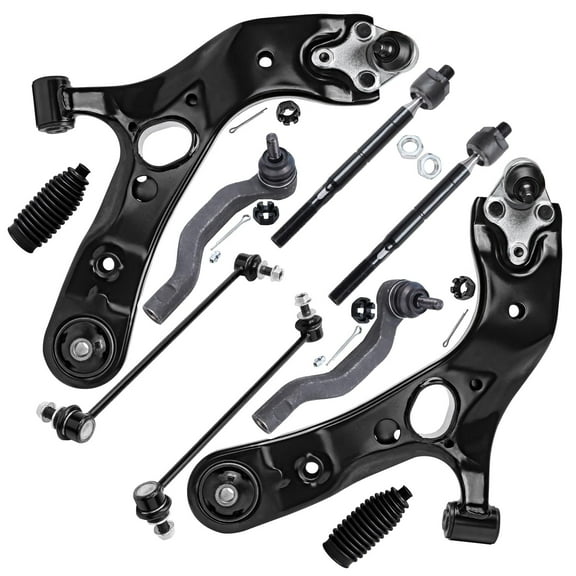 Detroit Axle - Front End 10pc Suspension Kit for 06-18 Toyota RAV4 2007 2008 2009 2010 2011 2012 2013 2014 2015 2016 2017, 2 Lower Control Arms 4 Tie Rods 2 Boots 2 Sway Bars Replacement