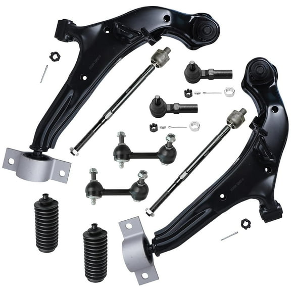 Detroit Axle - Front End 10pc Suspension Kit for 2000-2003 Nissan Maxima, 2000-2001 Infiniti I30, 2002-2004 I35, 2 Lower Control Arms 2 Sway Bars 4 Outer and Inner Tie Rods 2 Boots Replacement
