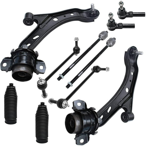Detroit Axle - Front End 10pc Suspension Kit for 2005-2010 Ford Mustang 2006 2007 2008 2009, 2 Lower Control Arms + 2 Sway Bar Links + 4 Inner Outer Tie Rods + 2 Boots, Replacement
