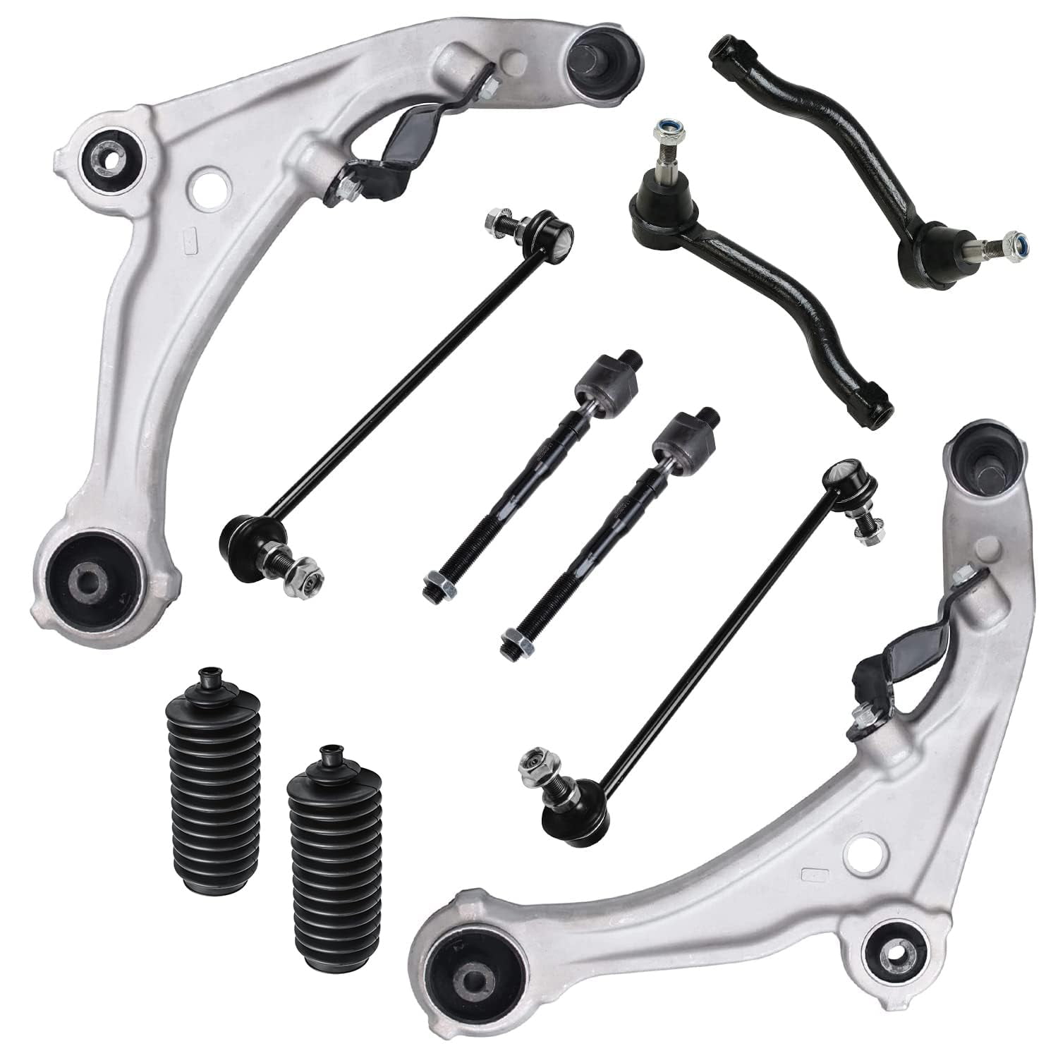 Detroit Axle Front Suspension Kit For 2009-2013 Toyota Corolla/Matrix 1.8L - Control Arms, Tie Rods, More