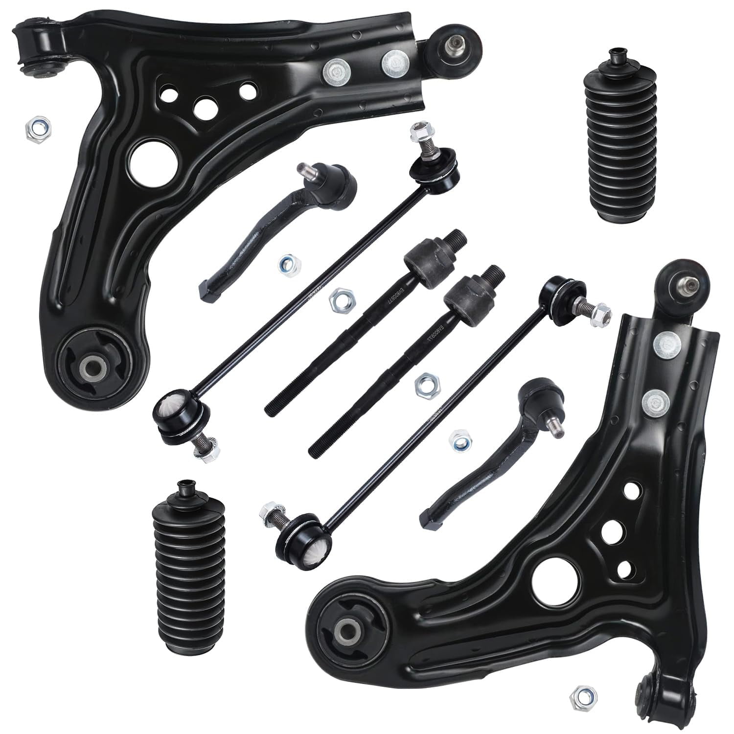 Detroit Axle - Front End 10pc Suspension Kit for Chevrolet Aveo Aveo5 Pontiac G3 Wave Wave5 Suzuki Swift+, 2 Lower Control Arms 4 Outer & Inner Tie Rods 2 Sway Bar Links 2 Boots Replacement