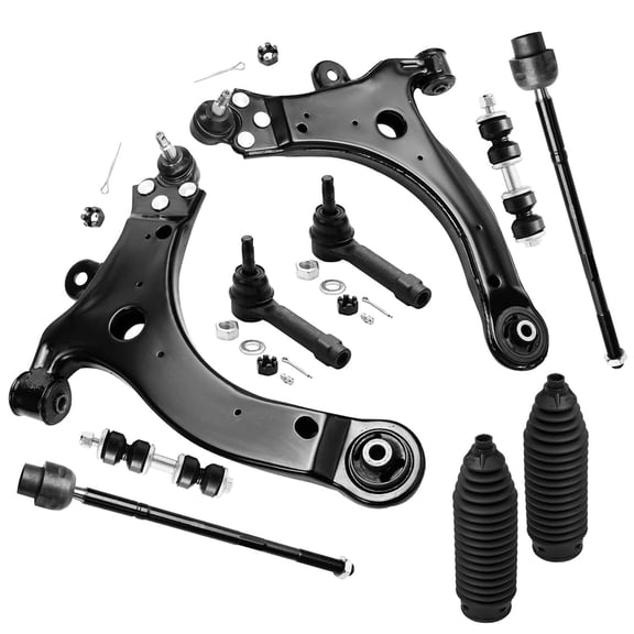 Detroit Axle - Front End 10pc Suspension Kit for Chevy Impala Limited Monte Carlo Pontiac Grand Prix, 2 Lower Control Arms w/Ball Joints Inner & Outer 4 Tie Rods 2 Boots 2 Sway Bars Replacement