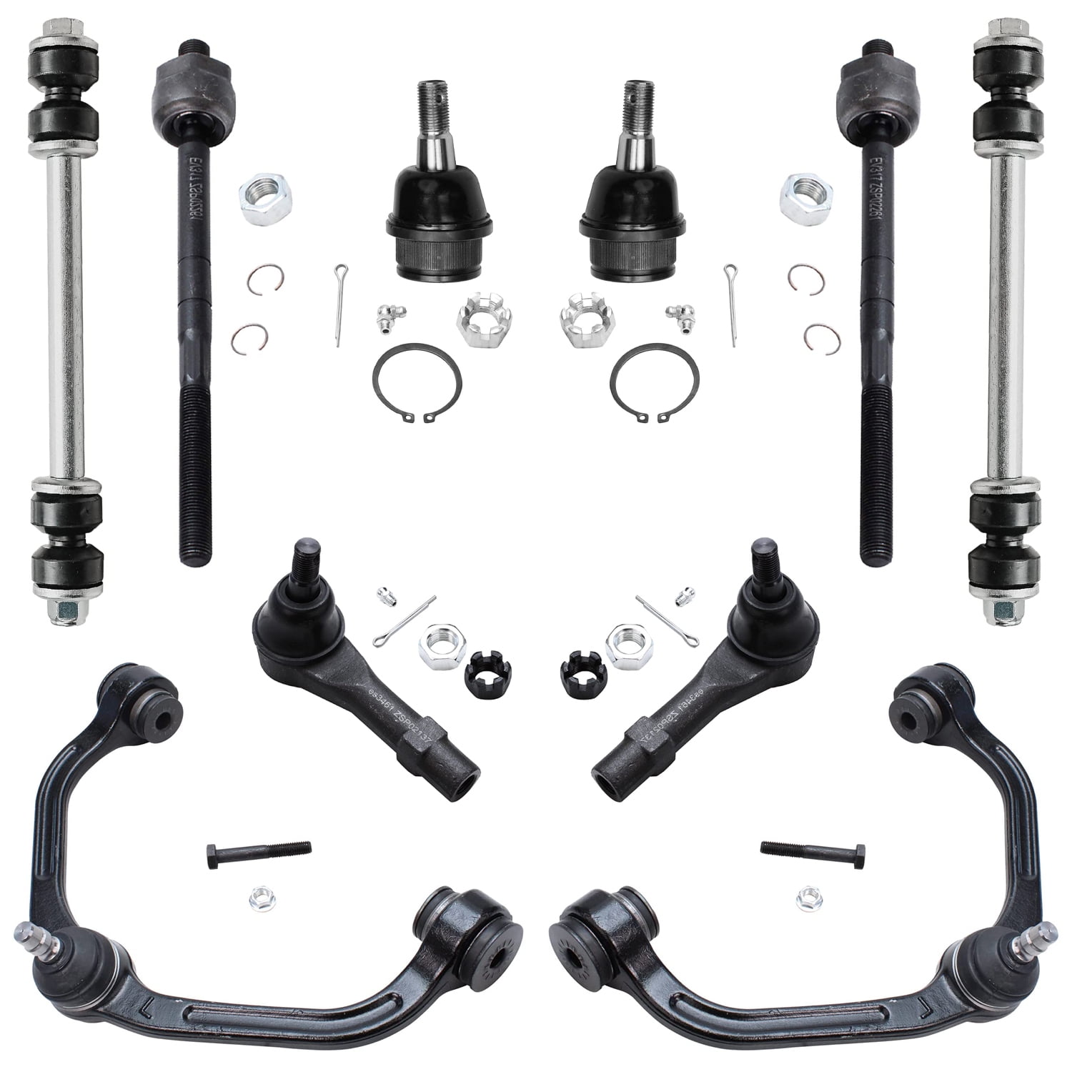 Detroit Axle - Front End 10pc Suspension Kit for Ford Ranger Mazda B2300 B2500 B3000 B4000, 2 Upper Control Arms 2 Lower Ball Joints Inner and Outer 4 Tie Rods 2 Sway Bar Links Replacement