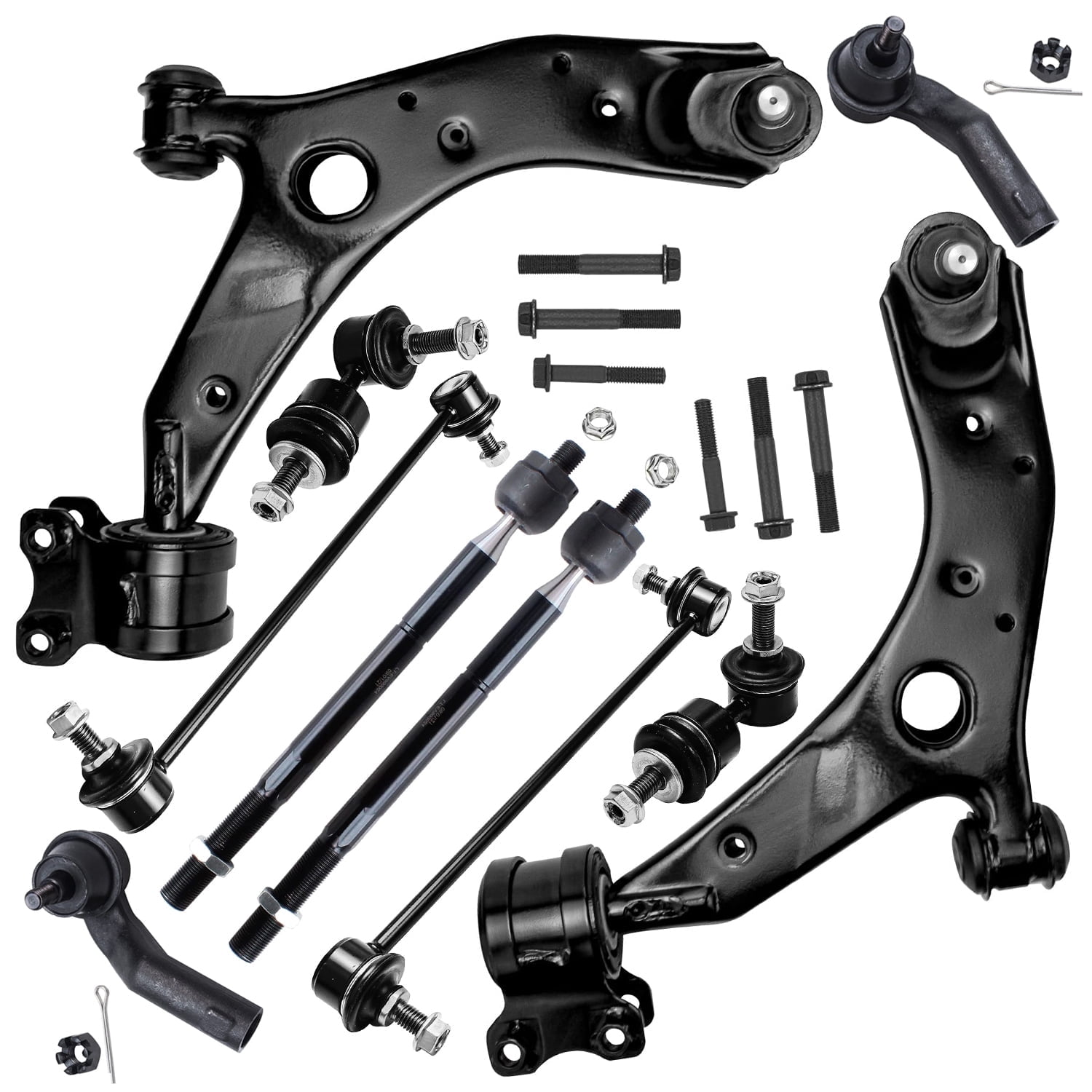 Detroit Axle - 10pc Front End Suspension Kit for 2004-2009 Mazda 3, 2006-2017 5, 2009 3 Sport, 2 Lower Control Arms w/Ball Joint 4 Outer Inner Tie Rods 4 Front Rear Sway Bar Links Replacement