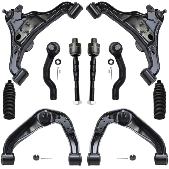 Detroit Axle - 10pc Front End Suspension Kit for 05-19 Nissan Frontier 05-15 Xterra 05-12 Pathfinder 4 Upper Lower Control Arms w/ Ball Joints Assembly 4 Inner Outer Tie Rods 2 Boots Replacement