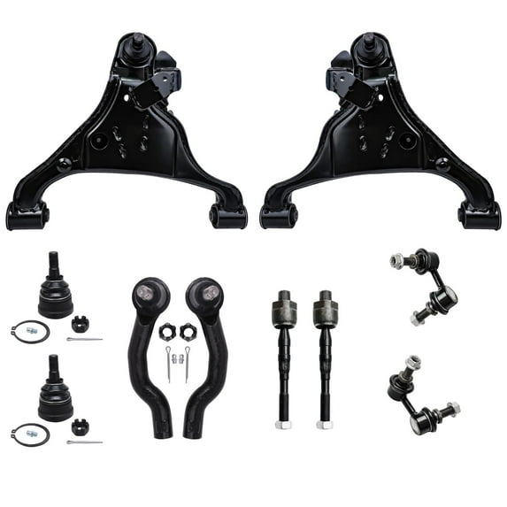 Detroit Axle - Front End 10pc Suspension Kit for Nissan Pathfinder Frontier Xterra, 2 Lower Control Arms 2 Upper Ball Joints 4 Outer & Inner Tie Rods 2 Sway Bars Replacement