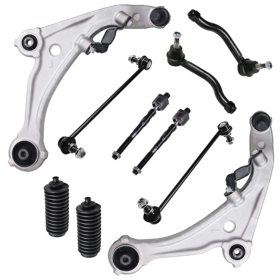 Detroit Axle - Front End 10pc Suspension Kit for 2007-2013 Nissan Altima, 2 Lower Control Arms w/Ball Joints Inner & Outer 4 Tie Rods Boots Sway Bars