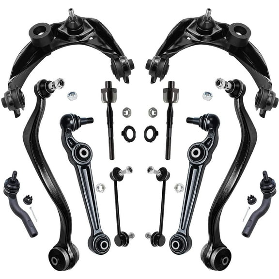 Detroit Axle - Front End 12pc Control Arms Kit for 2003-2008 Mazda 6, Upper & Lower Control Arms w/Ball Joints Sway Bars Inner Outer Tie Rod Ends Replacement 2004 2005 2006 2007