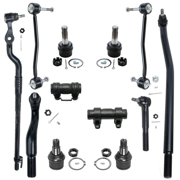 Detroit Axle - Front End 12pc Suspension Kit for 00-04 Ford F-250 F-350 Super Duty Excursion, 4 Ball Joints 4 Tie Rods 2 Sway Bars 2 Adjustment Sleeves 2000 2001 2002 2003 2004 Replacement