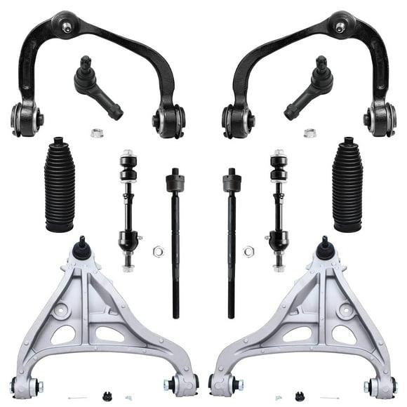 Detroit Axle - 2WD Front End 12pc Suspension Kit 2005-2008 Ford F-150 Lincoln Mark LT Base Payload, 4 Upper Lower Control Arms 2 Sway Bar Links 4 Tie Rods 2 Boots Replacement