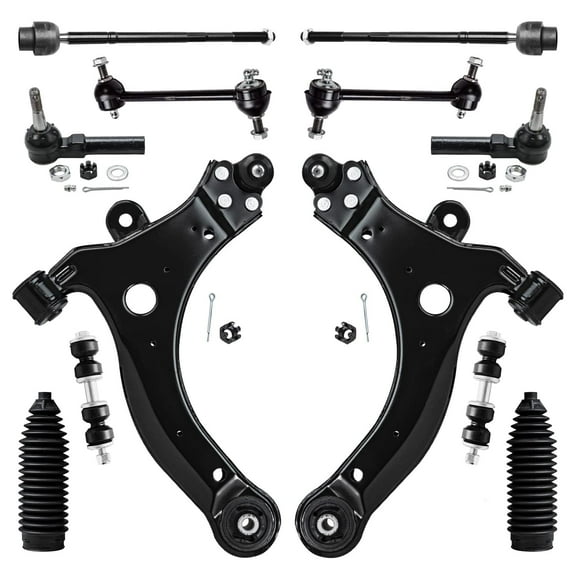 Detroit Axle -Front End 12pc Suspension Kit for Chevy Impala Buick LaCrosse Allure Century Regal Monte Carlo Grand Prix, 2 Lower Control Arms 4 Tie Rods 2 Boots 4 Front and Rear Sway Bars Replacement