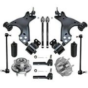 Detroit Axle - Front End 12pc Suspension Kit for Chevy Traverse Buick Enclave GMC Acadia Saturn Outlook, 2 Wheel Bearing Hubs 2 Lower Control Arms 4 Tie Rods 2 Sway Bars 2 Boots