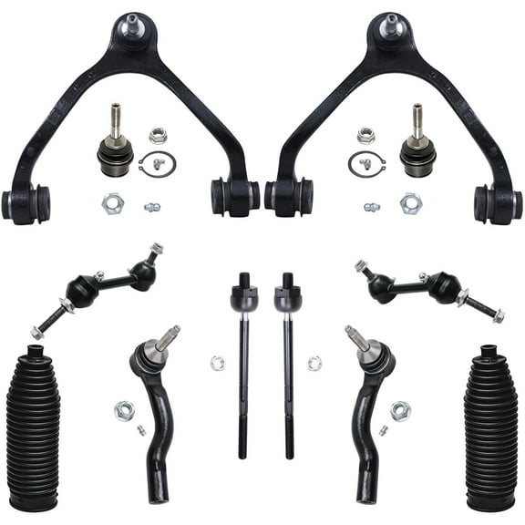 Detroit Axle - Front End 12pc Suspension Kit for Ford Crown Victoria Grand Marquis Town Car 2003-2011, 2 Upper Control Arms 2 Lower Ball Joints Inner Outer 4 Tie Rods 2 Boots 2 Sway Bars Replacement