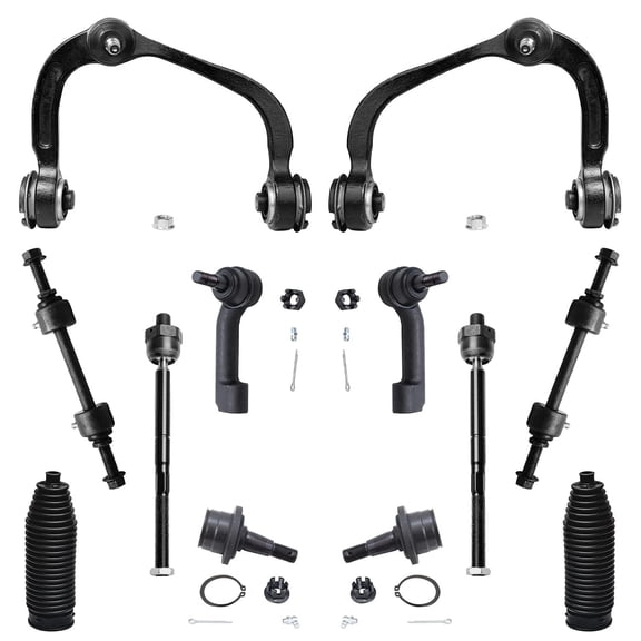 Detroit Axle - 12pc Front Suspension Kit for 4WD 2009-2014 Ford F-150 [Exc. Raptor] 2 Upper Control Arms Ball Joints 2 Sway Bar Links 4 Inner Outer Tie Rods 2 Boots Replacement 2 Lower Ball Joints