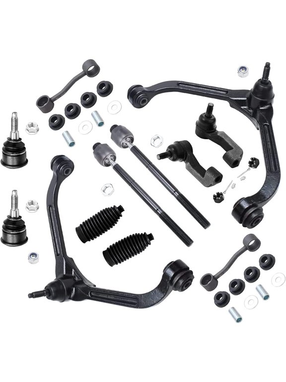 - Front End 12pc Suspension Kit for Jeep Liberty 2002 2003 2004, Upper 2 Control Arms w/Ball Joints Inner & Outer 4 Tie Rods 2 Boots 2 Sway Bars Replacement 2.4L & 3.7L