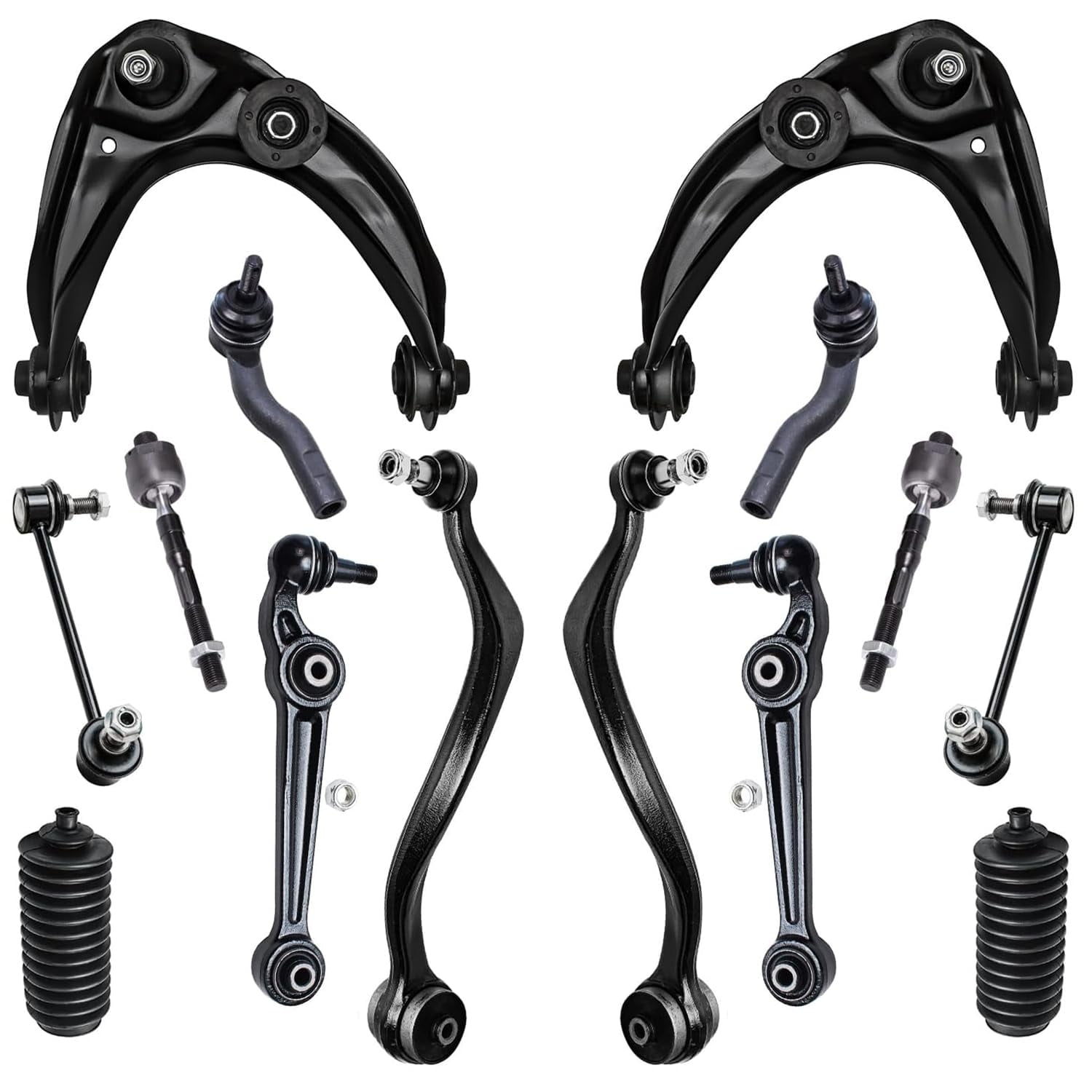 Detroit Axle - Front End 14pc Suspension Kit for Mazda 6, 2003 2004 2005 2006 2007 2008, 6 Upper and Lower Control Arms Ball Joint 2 Sway Bars 4 Outer & Inner Tie Rods 2 Boots Replacement