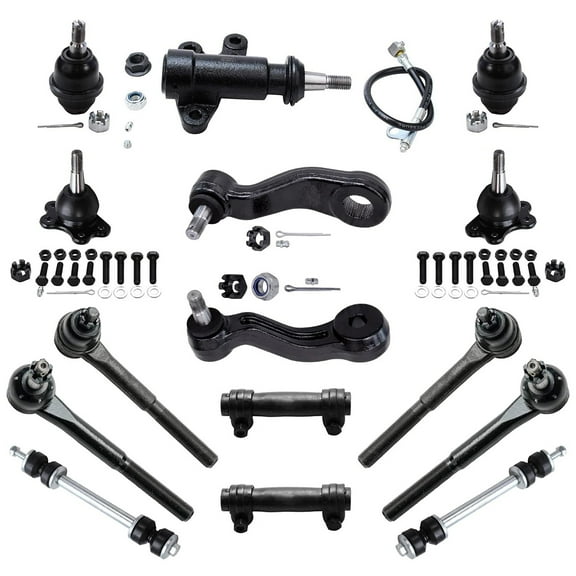 Detroit Axle - Front End 15pc Suspension Kit for 4WD Chevy GMC K1500 Suburban K2500 Yukon Tahoe Cadillac Escalade Ball Joints Sway Bars Tie Rods Pitman Arm Idler Arm Bracket