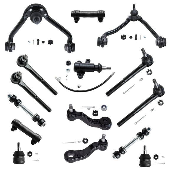 Detroit Axle - Front End 15pc Suspension Kit for Chevy GMC C1500 C2500 Suburban C3500, Upper Control Arms Lower Ball Joints Sway Bars Tie Rods Adjusting Sleeves Pitman Idler Arms Bracket