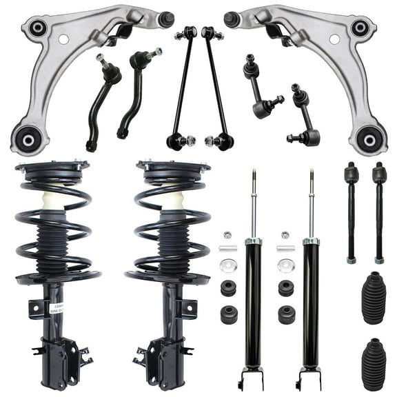 Detroit Axle - Front End 16pc Suspension Kit for 09-14 Nissan Maxima 2009 2010 2011 2012 2013 2014, Struts Lower Control Arms Tie Rods Rear Shock Absorbers Front Rear Sway Bars Replacement