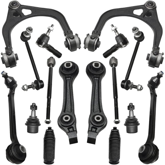 Detroit Axle - Front End 16pc Suspension Kit for RWD Chrysler 300 Dodge Charger Challenger Magnum 6 Control Arms w/ Ball Joints 2 Sway Bar Links 2 Ball Joints 4 Tie Rods 2 Boots