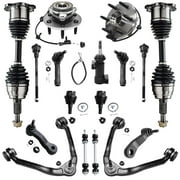 Detroit Axle - Front End 17pc Kit for 1999-2006 Chevy GMC Silverado Sierra 1500 Upper Control Arms w/Ball Joints CV Axles Wheel Hubs Replacement Sway Bar Links Tie Rods Steering Idler Pitman Arm