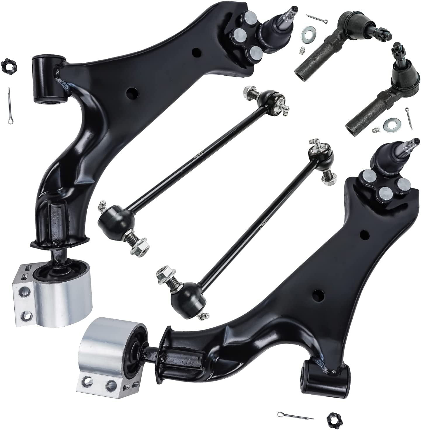Detroit Axle - Front End 6pc Suspension Kit for 2010-2017 Chevy Equinox GMC Terrain 2 Lower Control Arms w/Ball Joints 2 Sway Bars 2 Outer Tie Rods 2011 2012 2013 2014 2015 2016 Replacement