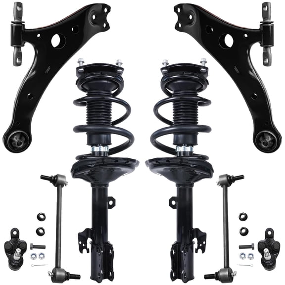 Detroit Axle - Front End 8pc Suspension Kit for 2004 2005 2006 2007 Toyota Highlander, 2 Ready Struts with Coil Spring Assembly, 2 Lower Control Arms, 2 Lower Ball Joints, 2 Sway Bars