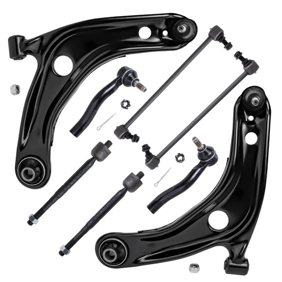 Detroit Axle - 8pc Front End Kit for 2006-2013 Toyota Yaris, 2 Lower Control Arms w/Ball Joints 4 Inner Outer Tie Rods 2 Sway Bars Replacement