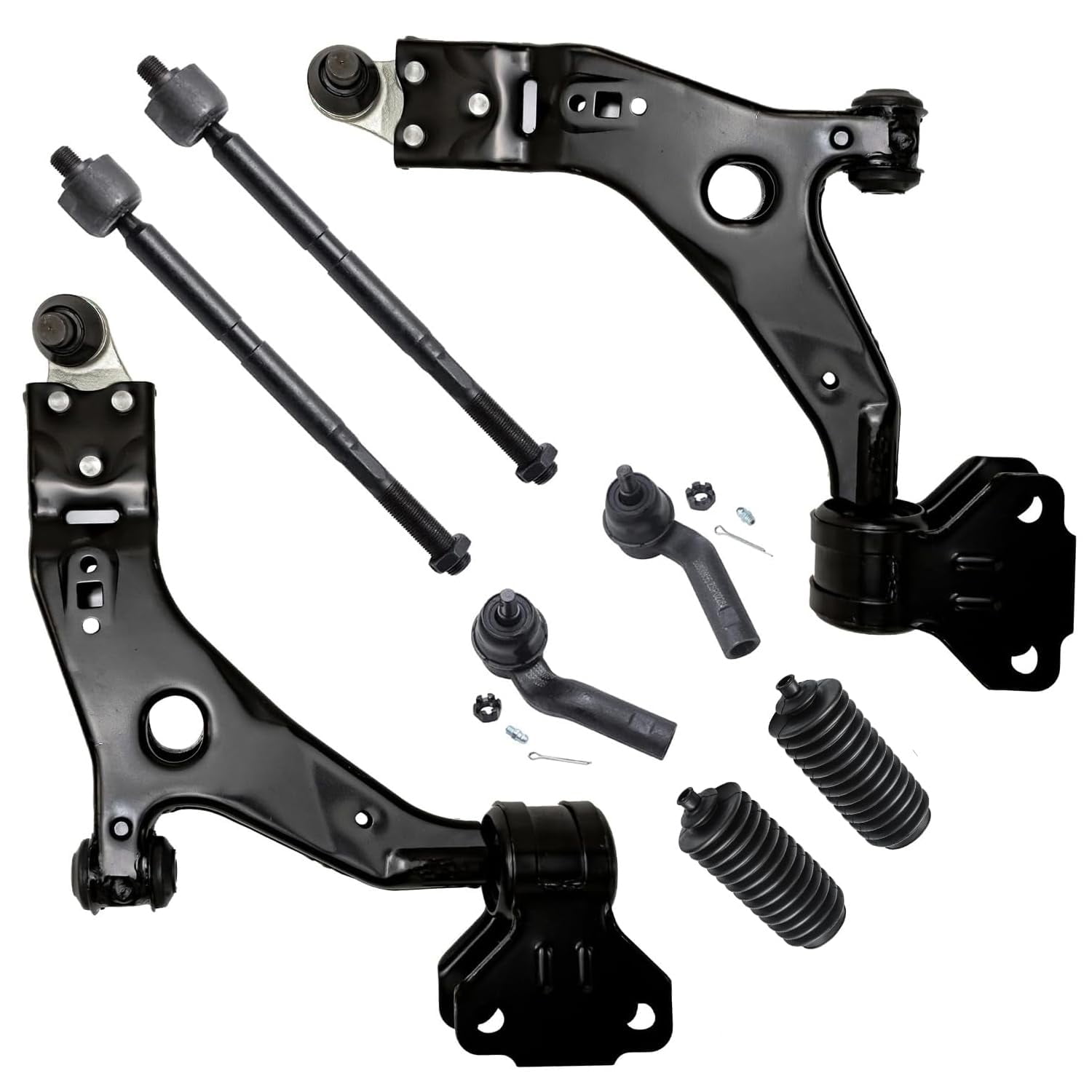Detroit Axle - Front End 8pc Suspension Kit for 2013-2018 Ford Escape, 2 Lower Control Arms w/Ball Joints Inner & Outer 4 Tie Rod Ends 2 Boots Replacement 2014 2015 2016 2017 Escape