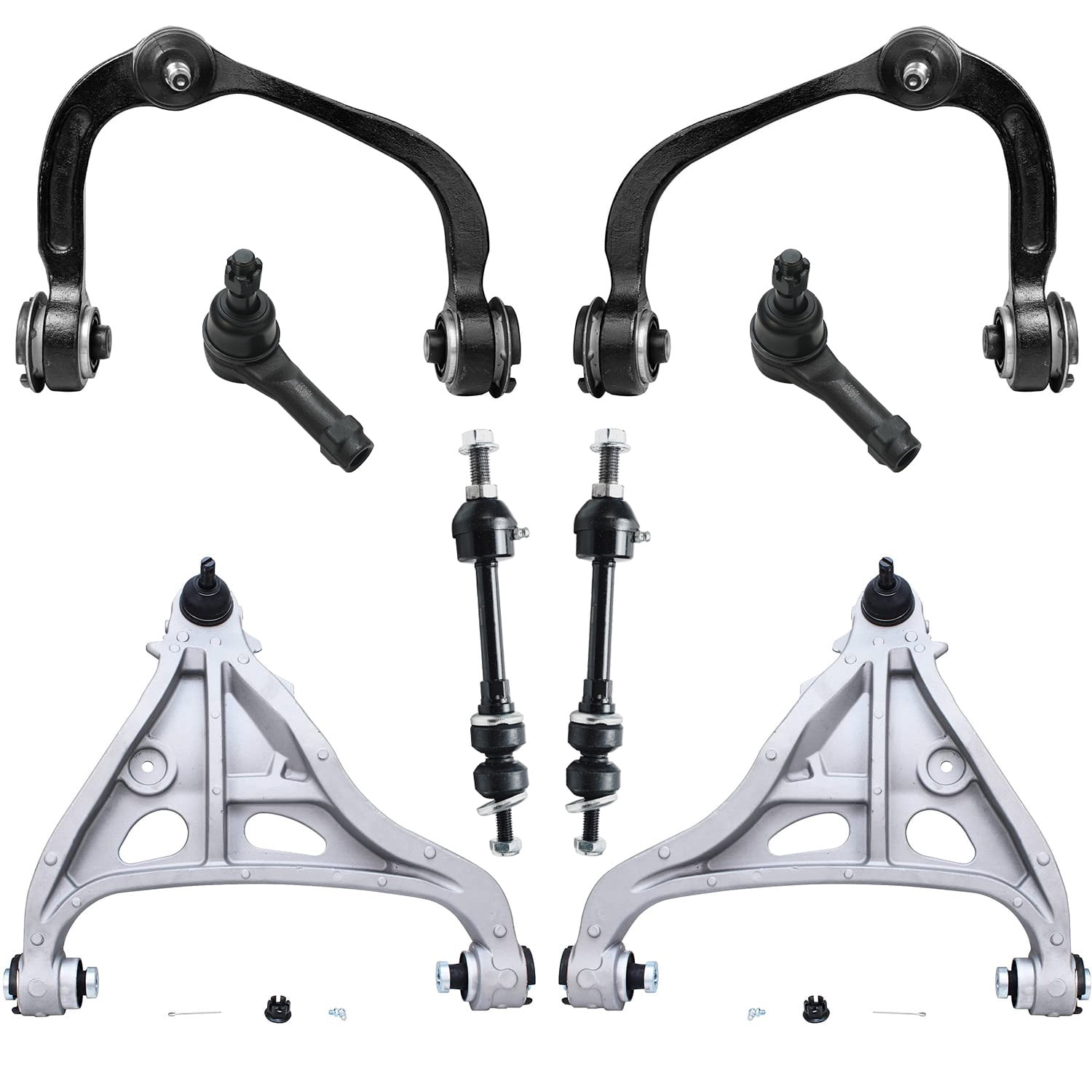 Detroit Axle - Front End 8pc Suspension Kit for 4WD Ford F-150 2005 2006 2007 2008, 4 Control Arms w/Ball Joints Upper & Lower 2 Sway Bar Links, 2 Outer Tie Rod Ends, Replacement Base Payload Models