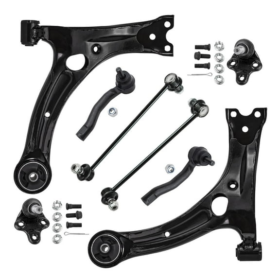Detroit Axle - Front End 8pc Suspension Kit for Toyota Corolla 2003 2004 2005 2006 2007 2008, 2 Lower Control Arms 2 Ball Joints 2 Sway Bars 2 Outer Tie Rods Replacement