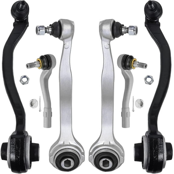 Detroit Axle - Front End Control Arms Kit for Mercedes-Benz C320 C230 C240 C280 CLK320 CLK500 CLK350, C32 C55 AMG 4 Lower Forward Rearward Control Arms with Ball Joints 2 Outer Tie Rods Replacement
