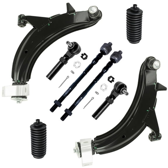 Detroit Axle - Front End Control Arms Suspension Kit for 2003-2005 Subaru Forester, 2 Lower Control Arms with Ball Joints 4 Outer Inner Tie Rod Ends 2 Boots 2004 Replacement