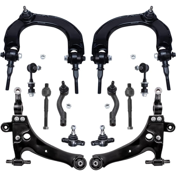 Detroit Axle - Front End Kit for Hyundai Sonata XG350 XG300 Kia Optima, 2 Upper Control Arms Ball Joints 2 Lower Control Arms 2 Lower Ball Joints 2 Sway Bars 4 Outer Inner Tie Rods Replacement