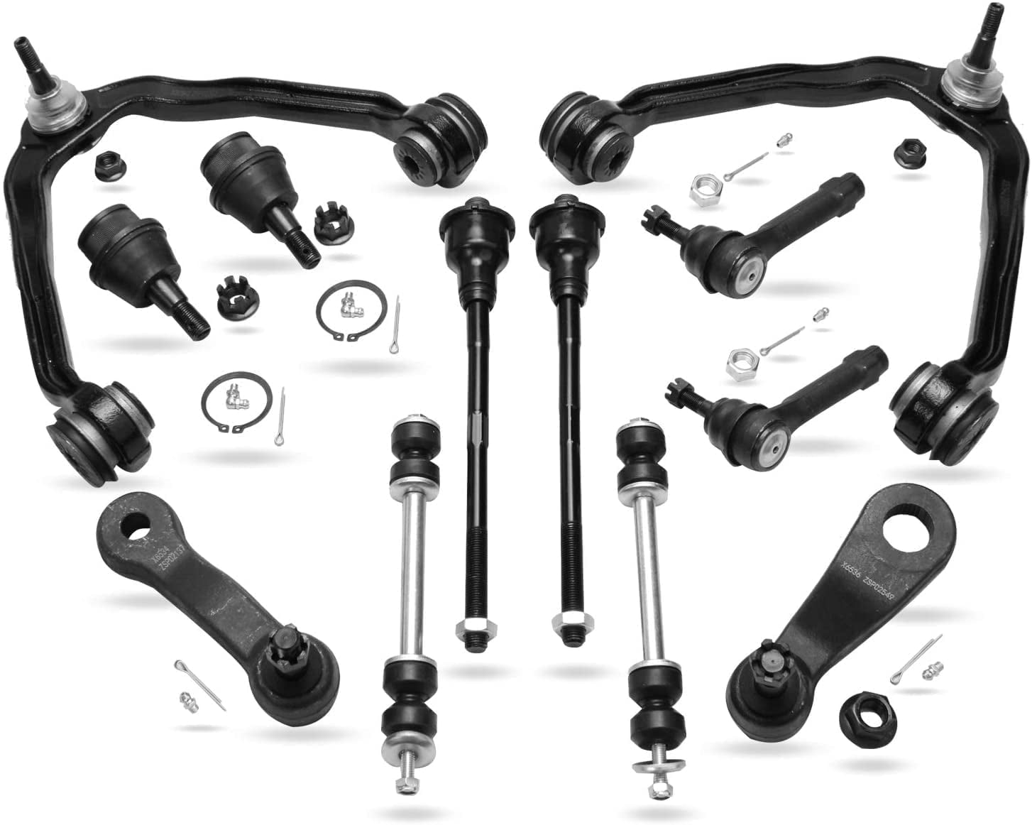 Detroit Axle -12pc Front End Kit for Chevy Silverado Sierra Suburban GMC Yukon XL Avalanche 1500 Tahoe Cadillac Escalade ESV EXT Upper Control Arms Lower Ball Joints Sway Bars Tie Rods Replacement