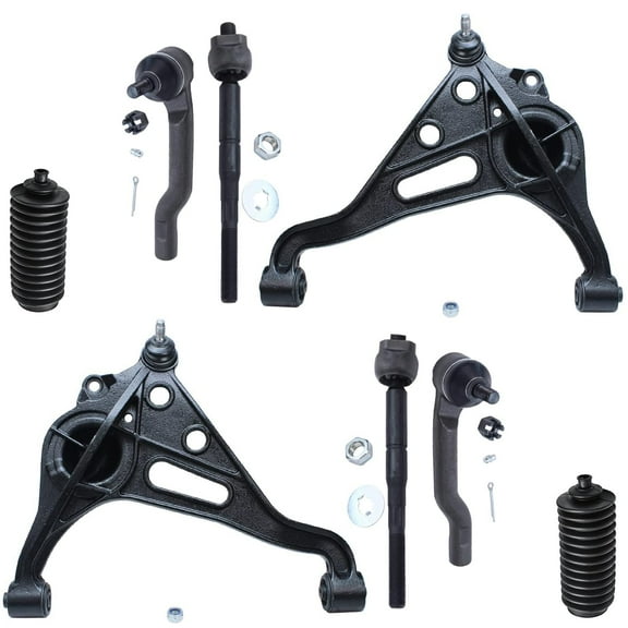 Detroit Axle - Front End Suspension Kit for 1999-2004 Chevrolet Tracker Suzuki Vitara, 2 Lower Control Arms with Ball Joint 4 Outer Inner Tie Rod Ends 2 Tie Rod Boots 2000 2001 2002 2003 Replacement