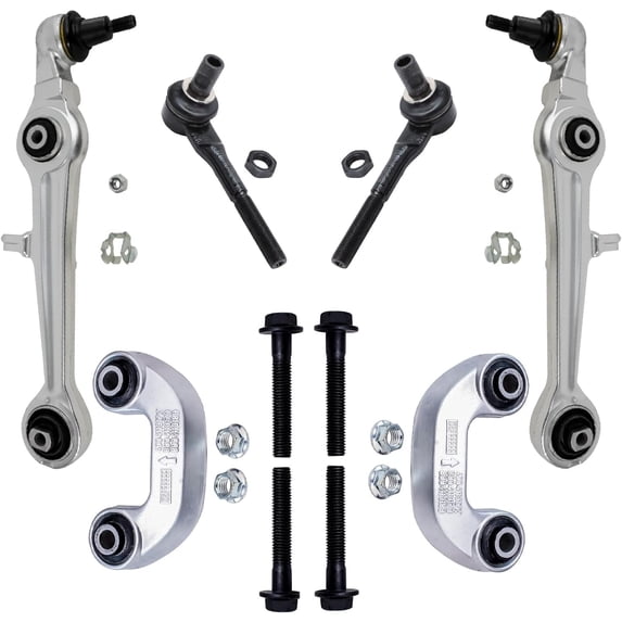 Detroit Axle - Front End Suspension Kit for 2005-2009 Audi A4 Quattro S4, 2 Lower Forward Control Arms with Ball Joint 2 Sway Bar End Links 2 Outer Tie Rod End Links 2006 2007 2008 Replacement