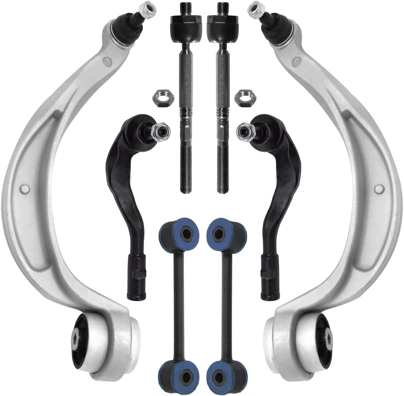 Detroit Axle - Front End Suspension Kit for Audi A4 A5 Quattro Allroad Q5 RS5 S4 S5, 2 Lower Rearward Control Arms with Ball Joint 2 Sway Bar End Links 4 Outer Inner Tie Rods Replacement