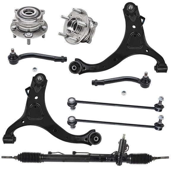 Detroit Axle - Front End Suspension Kit Rack & Pinion for 2011-2013 Kia Sorento, 2010-2012 Hyundai Santa Fe, Rack & Pinion Wheel Bearing Hubs Control Arms Tie Rods Sway Bars Replacement - 10pc