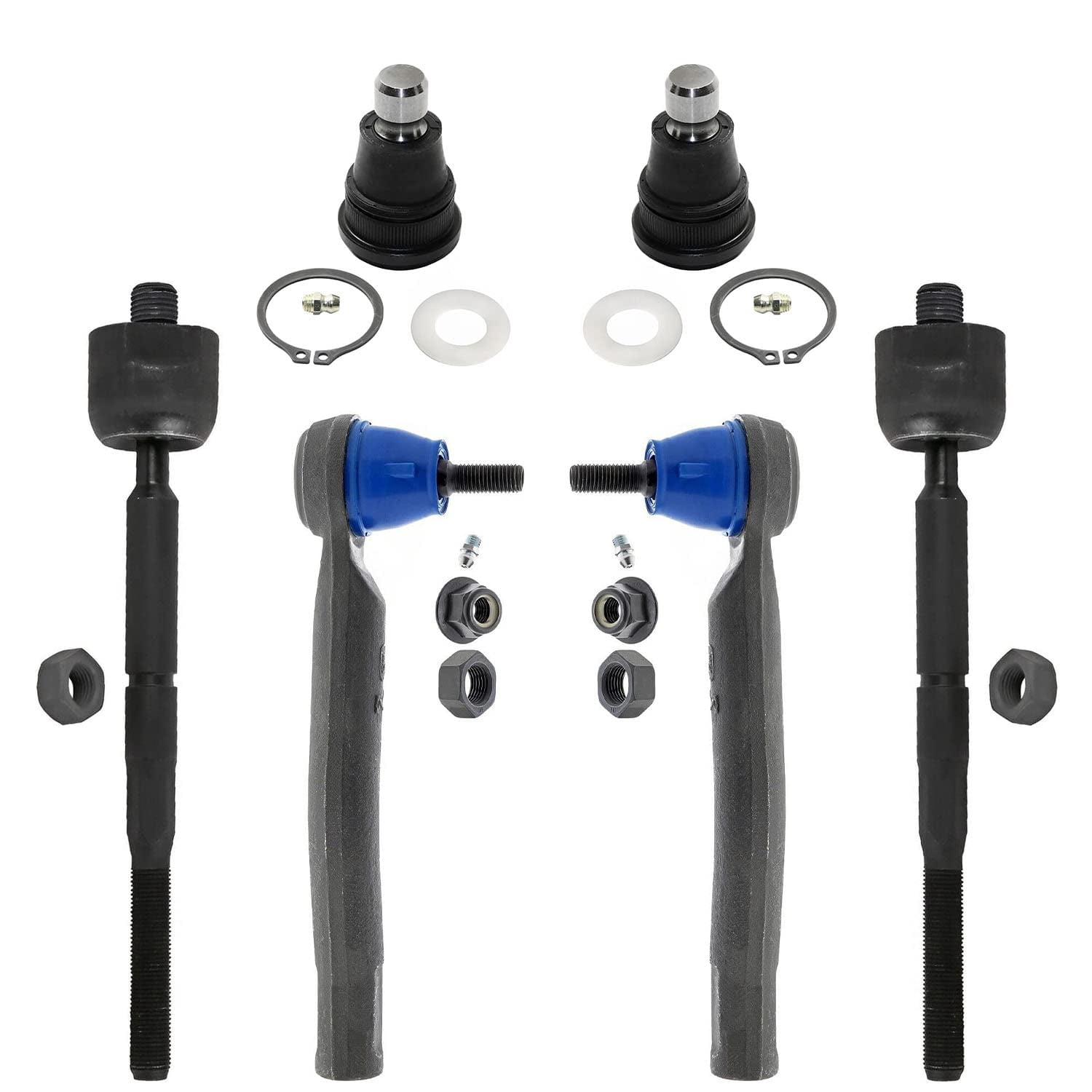 Detroit Axle - Front Inner & Outer Tie Rod Ends + Lower Ball Joints Replacement for Nissan Sentra NV200 Chevy City Express - 6pc Set