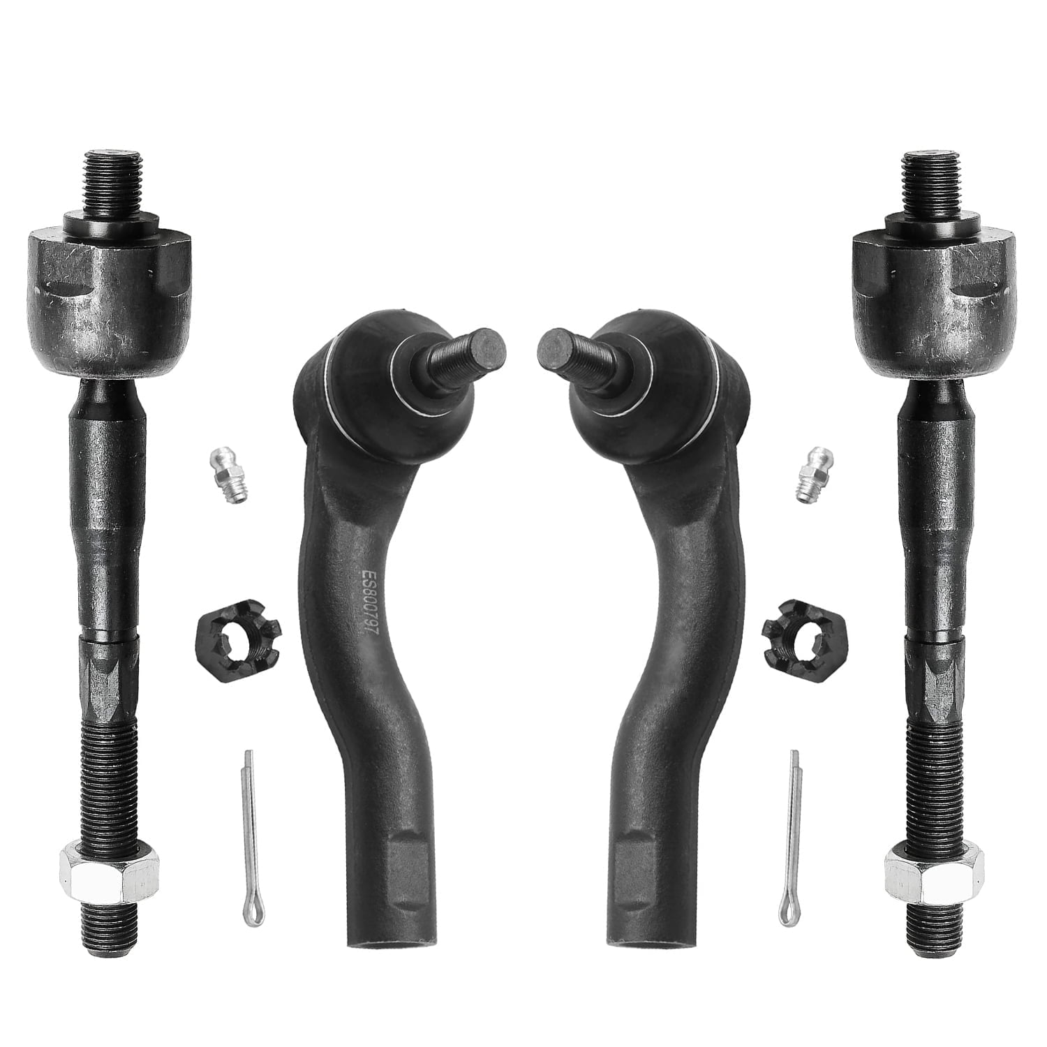 Detroit Axle - Front Inner and Outer Tie Rod Ends Replacement for 2010-2012 Ford Fusion 2.5L/3.0L - [2011-2012 Lincoln MKZ Hybrid] - 2010-2011 Mercury Milan
